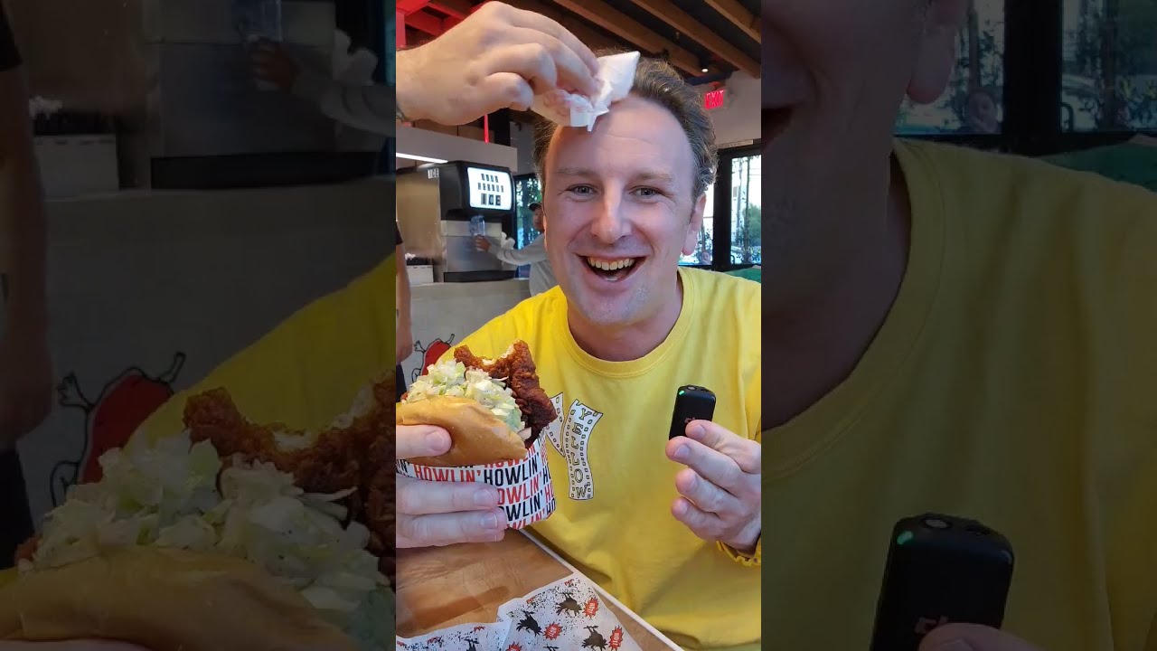 Best Hot Chicken Sandwich in LA Howlin Ray's Pasadena Yellow